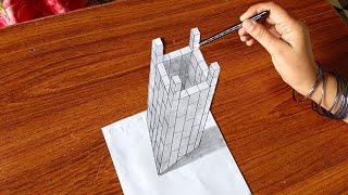 3D drawing on paper for beginners  3d drawing illusion on paper  how to draw 3d [upl. by Nutter]