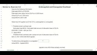 Managerial Accounting  Chapter 3 Video 1  Overapplied and Underapplied MOH [upl. by Otreblon]