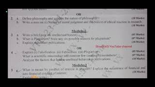 Research and publication EthicsVTU PhD Coursework April 2024Question paper [upl. by Gefell]