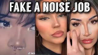 How to contour your nose easily  Fake nose job tutorial   Tik Tok compilation [upl. by Gnud]