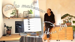 🎨 Redecorating my Studio · Art Room Makeover · IKEA DIYs Plaster Effect Wall Desk Setup  More [upl. by Oram]