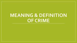 Meaning amp Definition of Crime [upl. by Kiele]