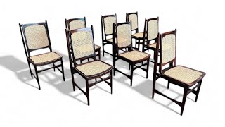 Eight Chairs in Hardwood amp Cane by Alexandre Rapoport 1960s  Lot 563 [upl. by Herrera]