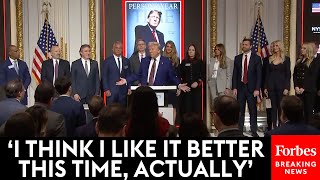 Trump—Flanked By Melania Family Cabinet—Speaks After Being Named TIMEs Person Of The Year [upl. by Atirec]