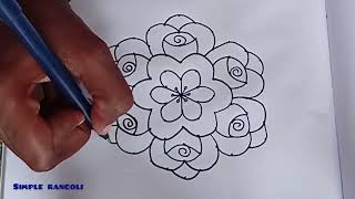 116 dots rangolibeautiful flower 🌼 rangoli designdaily rangolisimple rangoli [upl. by Viviene]