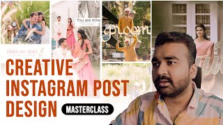 Designing Creative Wedding Instagram Posts Masterclass STEP by Step Guide  Anjit Albums [upl. by Ydnahs472]