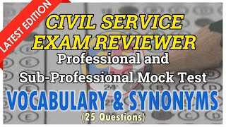 VOCABULARY SYNONYMS MOCK TEST  CIVIL SERVICE EXAM REVIEWER Professional amp SubProfessional 2025 2026 [upl. by Gerrard]