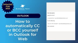 How to automatically CC or BCC yourself in Outlook for Web [upl. by Ayad527]