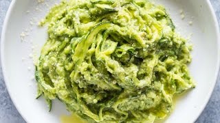 Zucchini Pasta Zoodles with Avocado Sauce [upl. by Akemaj]