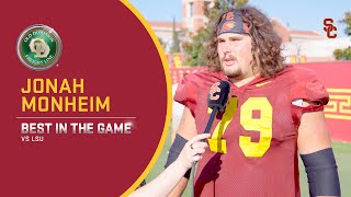 USC OL Jonah Monheim on his first start at center Trojans 10 start  Best in the Game Interview [upl. by Greenlee]