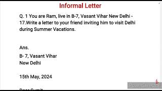 Informal Letter Writing in English  Informal Latter Kaise likhe  Informal letter format English [upl. by Margot]