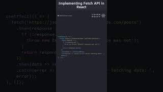 Implementing Fetch API in React coding programming frontend reactnative react reactfrontend [upl. by Darcey331]