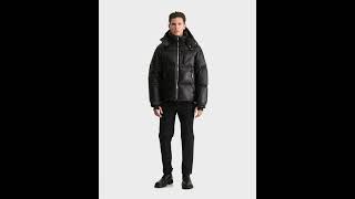 RUDSAK Shiny VINCENT X CLOUD LEATHER DOWN PUFFER Jacket Hooded Black Men [upl. by Vasos800]