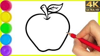 Apple Drawing  How to draw a apple Drawing easy step by step  Apple Drawing with colour By Arya [upl. by Amek]