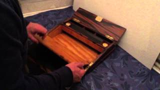 Calamander Wood “Fisher” Writing Slope Lap desk c1850 [upl. by Edmunda]