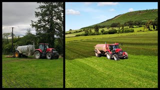 MAKING SECOND CUT SILAGE GROW Slurry Spreading July 2k24 Case Maxxum 150 amp Puma 150 🇮🇪 [upl. by Joappa]