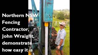 Northern NSW Fencing Contractors John Wraight driving in ACP concrete fence post [upl. by Hoj524]