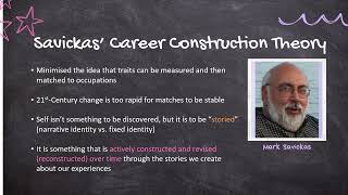 Mini Lecture 44  Career Construction Theory of Mark Savickas [upl. by Acira]