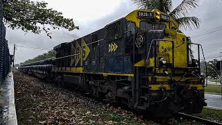 Trem da MRS de carga geral prefixo CQS com uma GE C367 38205 no centro de Itaguai  RJ [upl. by Aehr915]