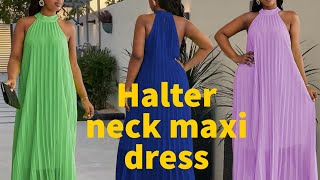 How to cut and sew a halter neck maxi dressmaxi dresshalter neckEasy beginner’s friendly tutorial [upl. by Jangro]