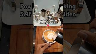 Barista making self latte art video❤️💖 coffee coffeeart latteart shorts ytshorts youtubeshort [upl. by Nnyllaf64]