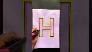 H letter with Nion colour painting 🩷🧡trending viralvideo trending trendingshorts viralshorts [upl. by Staal795]