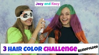 3 Hair Color Challenge  Blindfolded  Jacy and Kacy [upl. by Anyar]