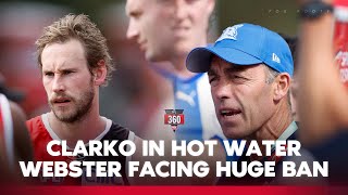 How many weeks will Jimmy Webster get amp Alastair Clarkson facing a fine  AFL 360  Fox Footy [upl. by Uhayile]