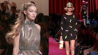 Gigi Hadid revealing COMPILATION of stunning dresses while on the runway at Milan’s Fashion Week [upl. by Cristine816]