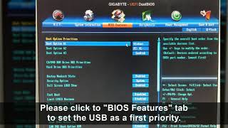 USB Booting on GIGABYTE Mainboard [upl. by Denzil]