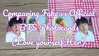 Comparison Guide 15  Fake vs Official Love Yourself Her L and O version photocards [upl. by Alenson]