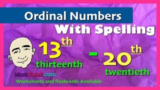 Ordinal Numbers  13th  20th with Spelling  English Speaking Practice  ESL  EFL [upl. by Schreiber935]