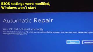 Windows 10 Preparing automatic repair SATA Operation AHCI RAID On [upl. by Aisenet]