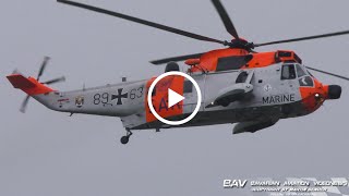 Westland Sea King Mk41  German Navy quot50th anniv csquot 8963  departure at Nordholz Naval Air Base [upl. by Elyssa245]