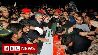 Qasem Soleimani Mourners flood the streets as body returns to Iran  BBC News [upl. by Beauregard]