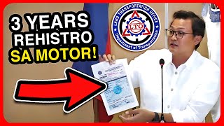 SA WAKAS TATLONG TAON NA ANG REHISTRO NG MOTOR 2023 [upl. by Okihcas]