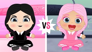 BABY LILY 🖤🩷 Pink Vs Black dress up challenge 🖤🩷 What color do you choose [upl. by Ahseenyt]