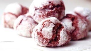 RED VELVET CRINKLE  Cách làm bánh quy Red velvet Crinkle [upl. by Bogusz597]