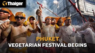 Thailand News  Phuket Vegetarian Festival begins with traditional Go Teng pole raising [upl. by Glover]