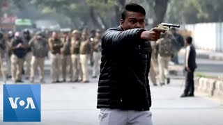 Man Fires Gun at India Citizenship Law Protest [upl. by Phil529]