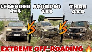 Legender Vs Scorpio Vs Thar Offroading in खेत🔥  आज तो तीनों Gaddiyo का Full Power😱 Test कर दिया💯💪 [upl. by Farny382]