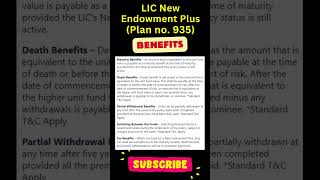 LIC New Endowment Plus 935 Benefits shorts licpolicy [upl. by Enyawad464]