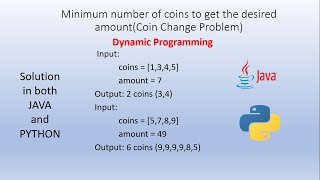 Coin Change Problem  Dynamic Programming  Java  Python  Tamil [upl. by Valer]