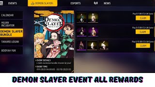 Demon slayer event free fire  Demon slayer event free rewards  Demon slayer event all items [upl. by Lamak116]