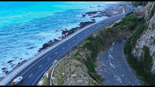 Earthquake destroyed Road  Ohau Point  Kaikoura  by Drone [upl. by Treblihp684]