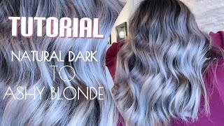 TUTORIAL  DARK HAIR TO ASHY BLONDE  FOILAYAGE  ROOT SHADOW  FORMULATION [upl. by Mitzi308]