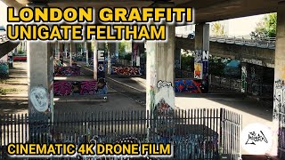 London Graffiti  Unigate Hall of Fame Feltham Cinematic Drone film [upl. by Arremat806]