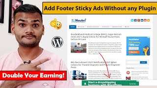 How To Add Responsive Footer Sticky Ads in WordPress Without any Plugin 2021 [upl. by Schnur905]