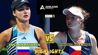 Anna Kalinskaya vs Barbora Krejcikova  WTA Adelaide International Tennis 2024  Highlights [upl. by Darnok]