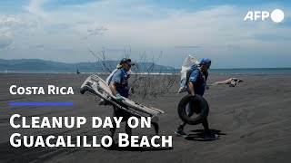 Volunteers clean up beach in Costa Rica  AFP [upl. by Belayneh]